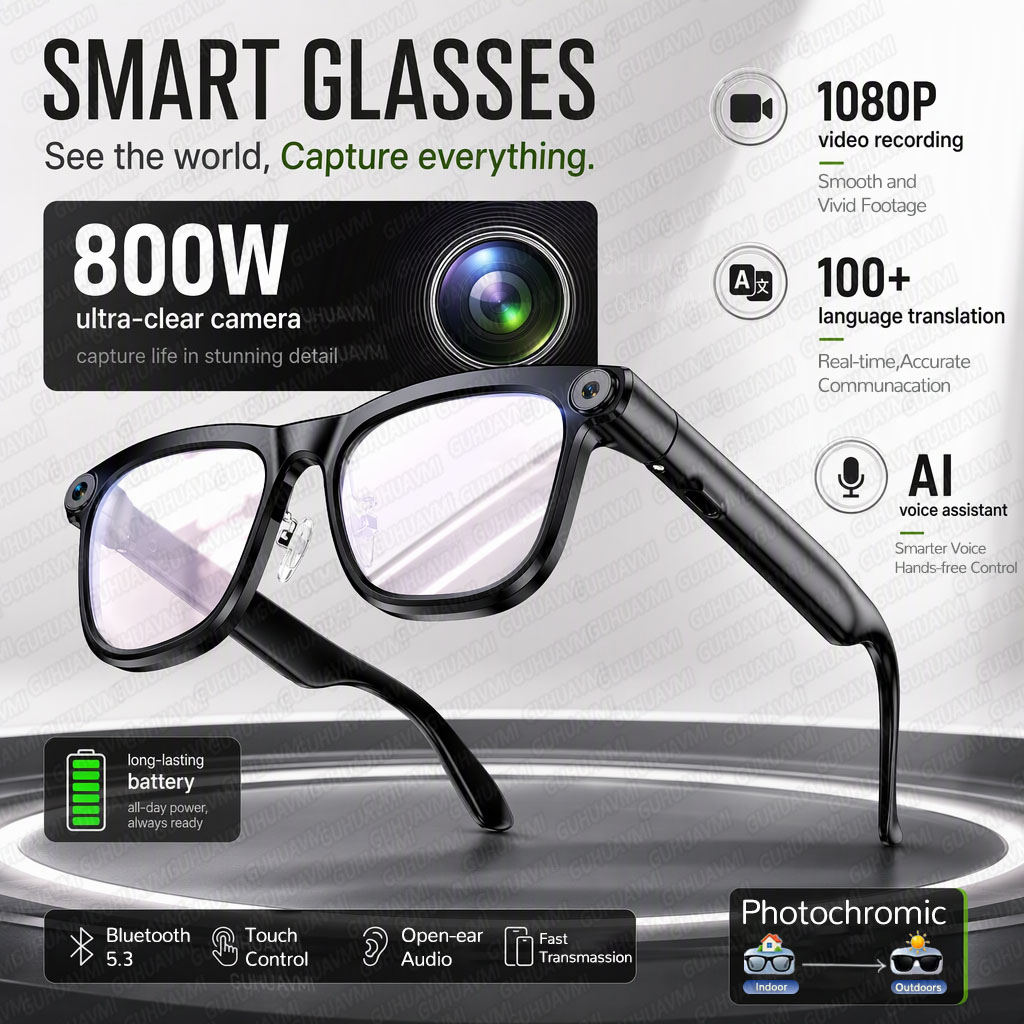Bluetooth Speaker - New Top1 Smart Glasses with 8MP