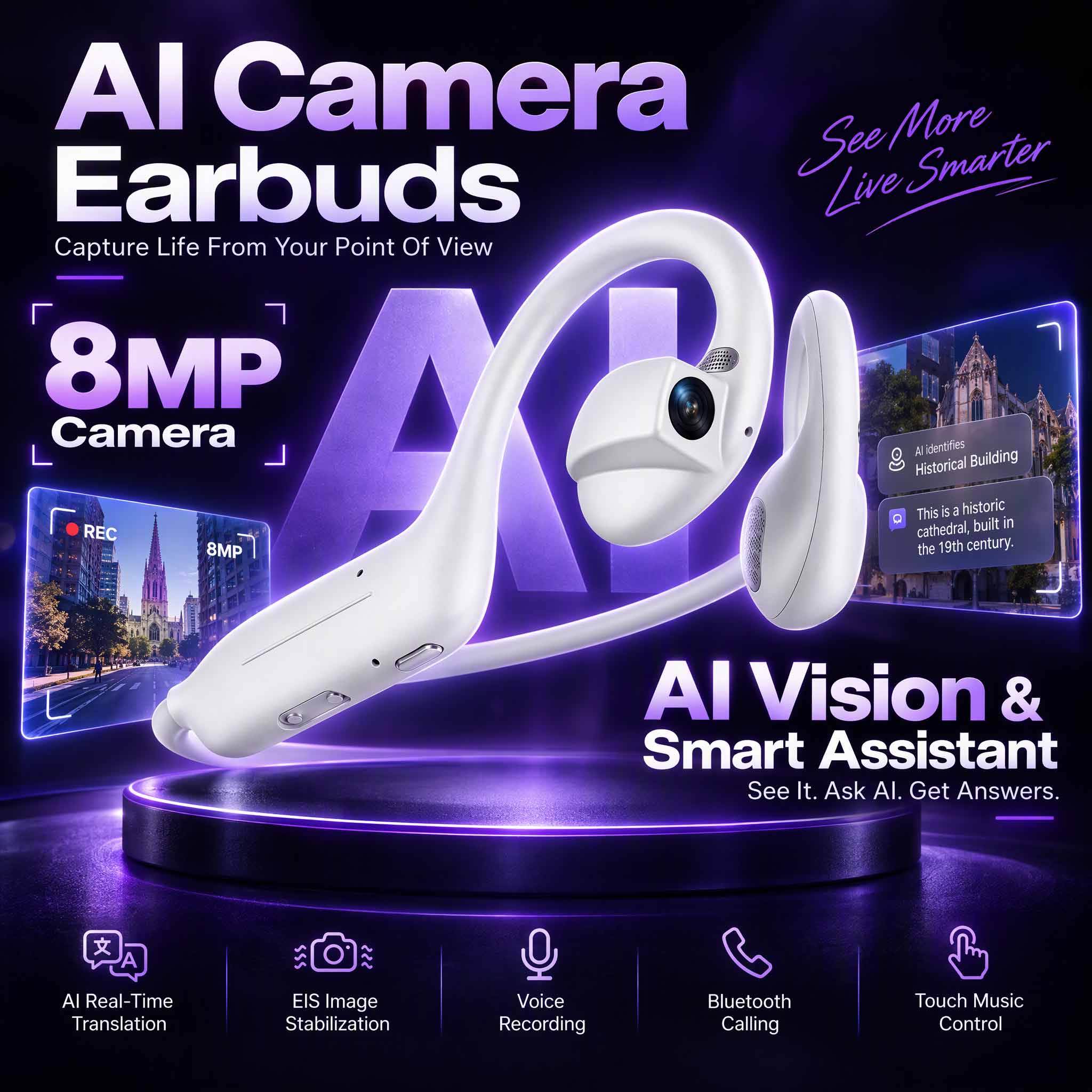 Hot New AI Smart Camera Earbud - đánh giá và giá Wireless Charger